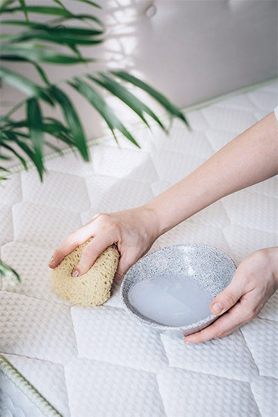 Mattress cleaning with sponge and water