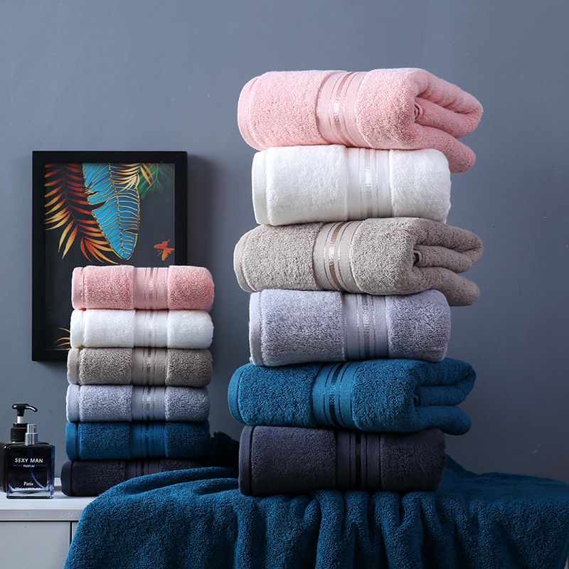 32S/2 yarn plain beautiful satin bath towel set large towel - Towel ...