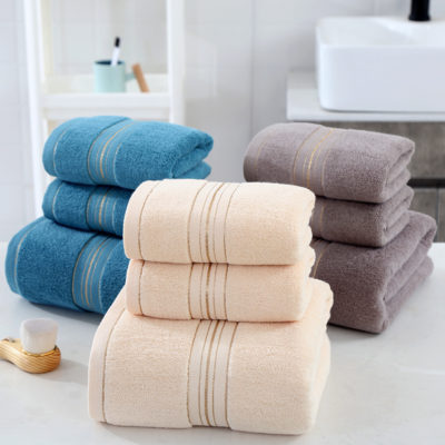 Luxury hotel 100% cotton 3-piece bath towel set Custom logo comfortable towel bath set