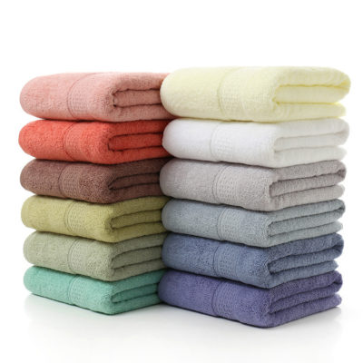 Simple cotton plain long-staple towel, household bath towel and handkerchief three-piece set
