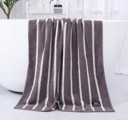 Factory direct custom embroidered logo striped towel, cotton soft absorbent and thickened large bath towel