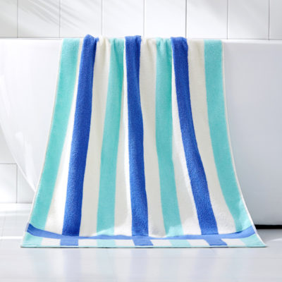 Multi color adult bath towel 32 strand pure cotton color strip bath towel large Terry soft, water absorption and no hair loss