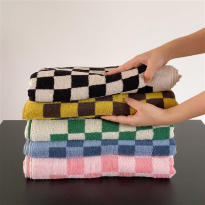 New Retro chessboard towel long staple cotton absorbent bath towel gift
