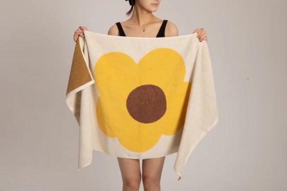 New sunflower combed yarn-dyed 100% cotton absorbent bath towel set