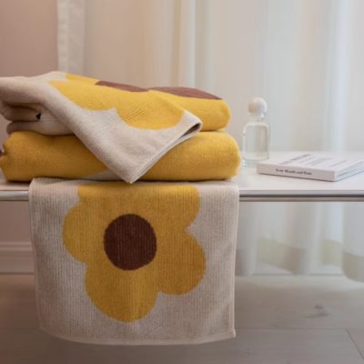 New sunflower combed yarn-dyed 100% cotton absorbent bath towel set