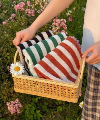 Classic stripes yarn-dyed 100% cotton absorbent bath towel set