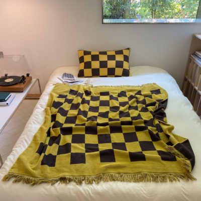 2022 new retro checkerboard blanket 21S combed cotton tassel blanket
