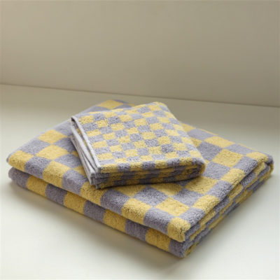 New Retro Checkerboard Combed Cotton Absorbent Bath Towel Set