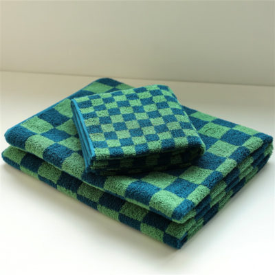 New Retro Checkerboard Combed Cotton Absorbent Bath Towel Set