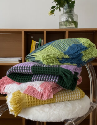 Waffle double color yarn-dyed 100% cotton blanket